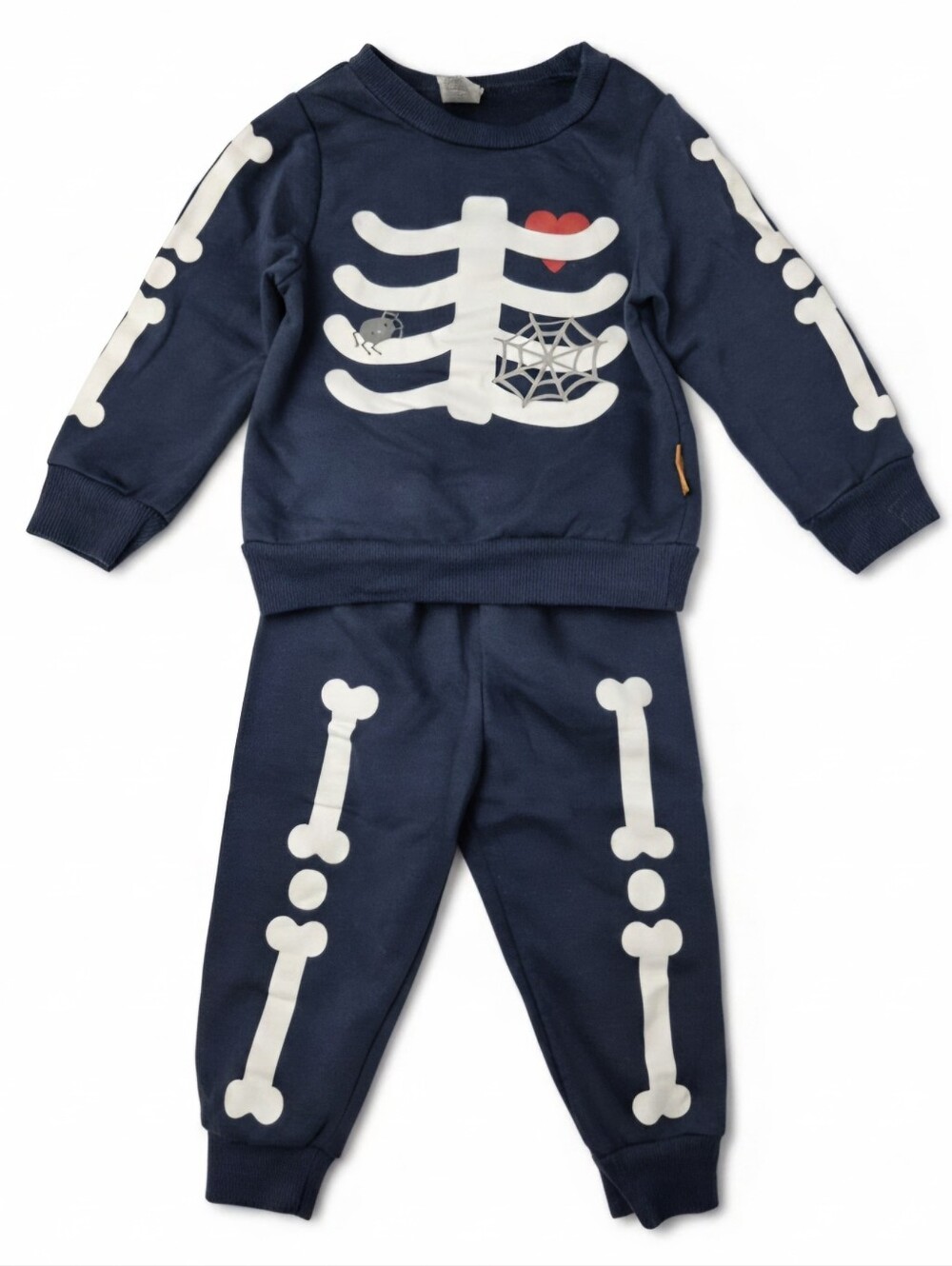 Lila & Jack Halloween Skeleton 2-Piece Fleece Sweatshirt Pants Set Navy 2T EUC